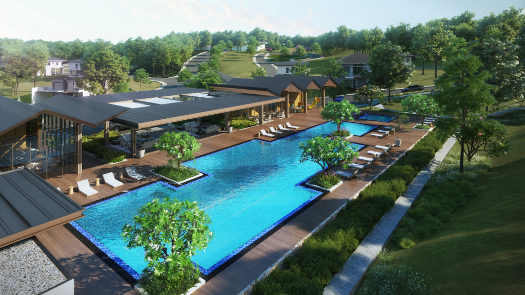Artist’s perspective of Celestia’s clubhouse which promises an exclusive escape where every detail of modern luxury is designed for your well-being.